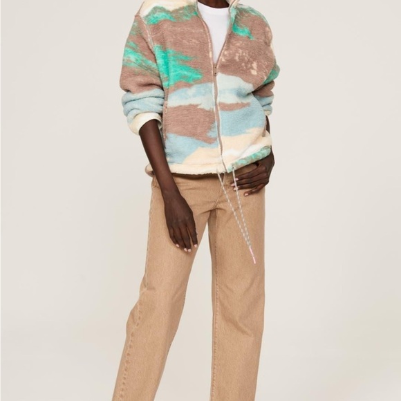 Levi's Atlas Sherpa Mountain Landscape Fleece - Mink - Size Small - Picture 5 of 14